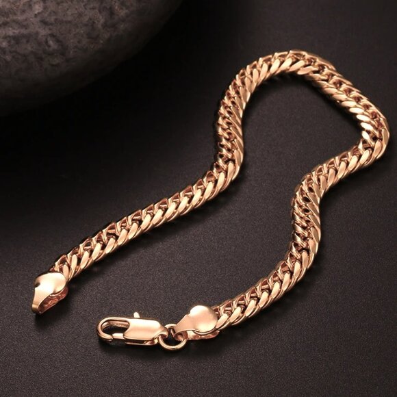 Fashion Jewelry Other - Beautiful 8" Miami Cuban Link Bracelet 6mm Wide 18K Rose Gold